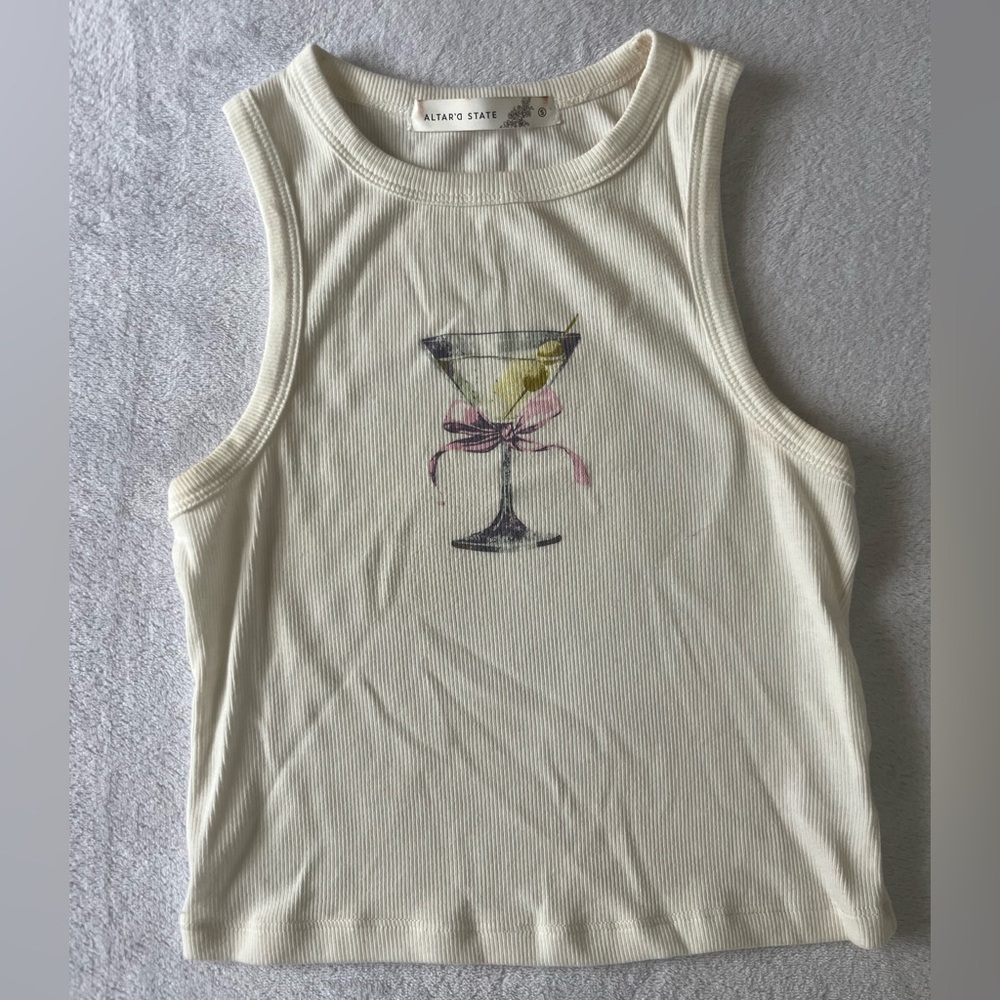 Altar'd State Cream Ribbed Tank Top
